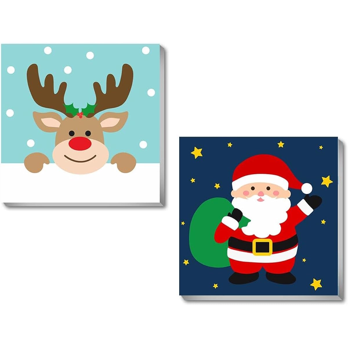 tigdtiu 2 Pack Paint by Numbers for Kids with Wooden Frame, Christmas Paint by Numbers for Kids Ages 8-12, DIY Acrylic Oil Painting Kits for Home Wall Decoration (8x8 inch)
