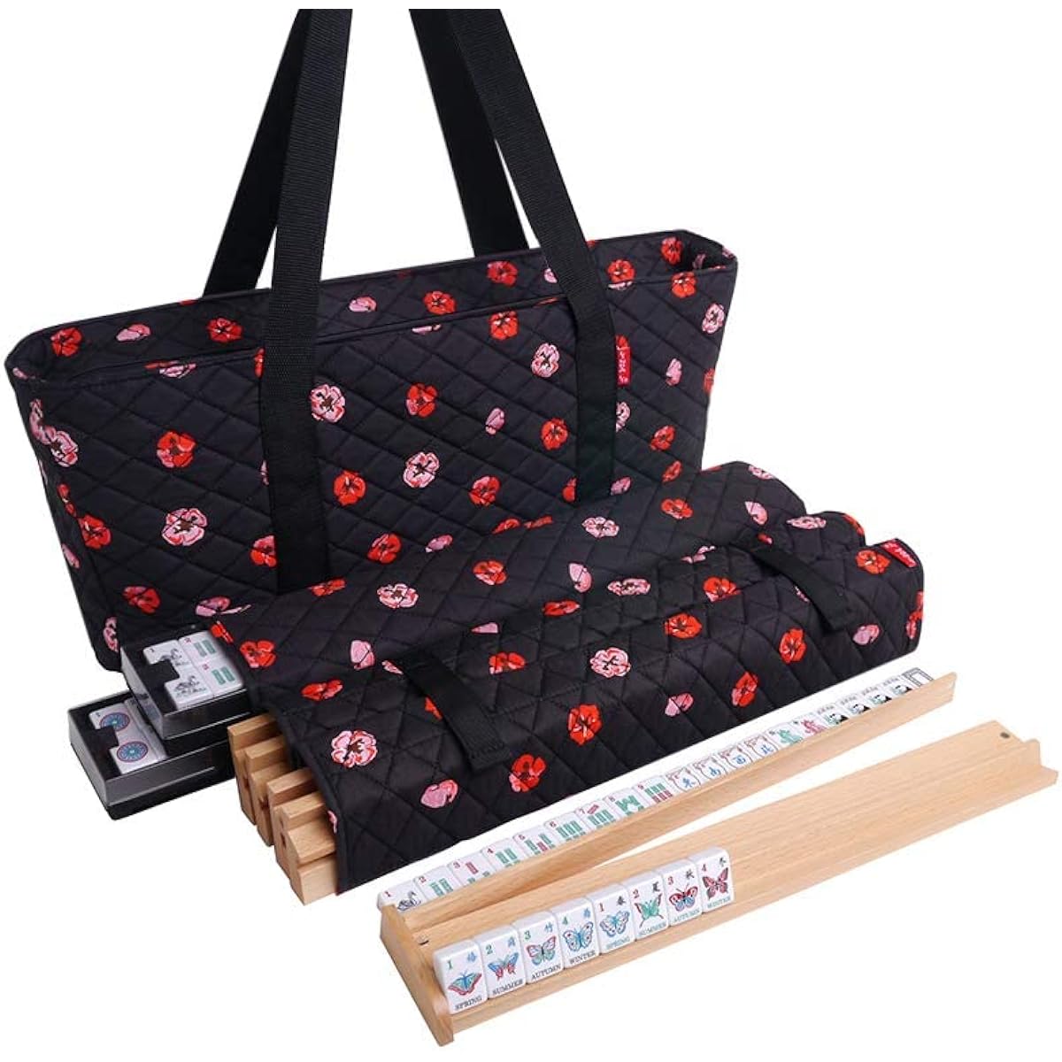 Brand New. - Linda Li American Mahjong Set - Artisan Collection: Butterfly Series - Black Poppy Soft Bag.