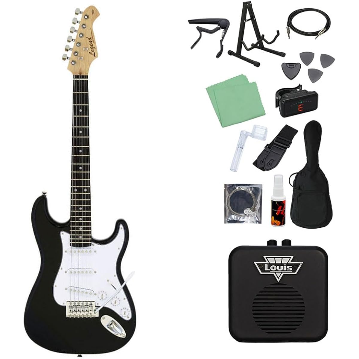 LEGEND LST-MINI 14-piece electric guitar beginner set [with mini amp] BK Stratocaster type mini guitar Legend