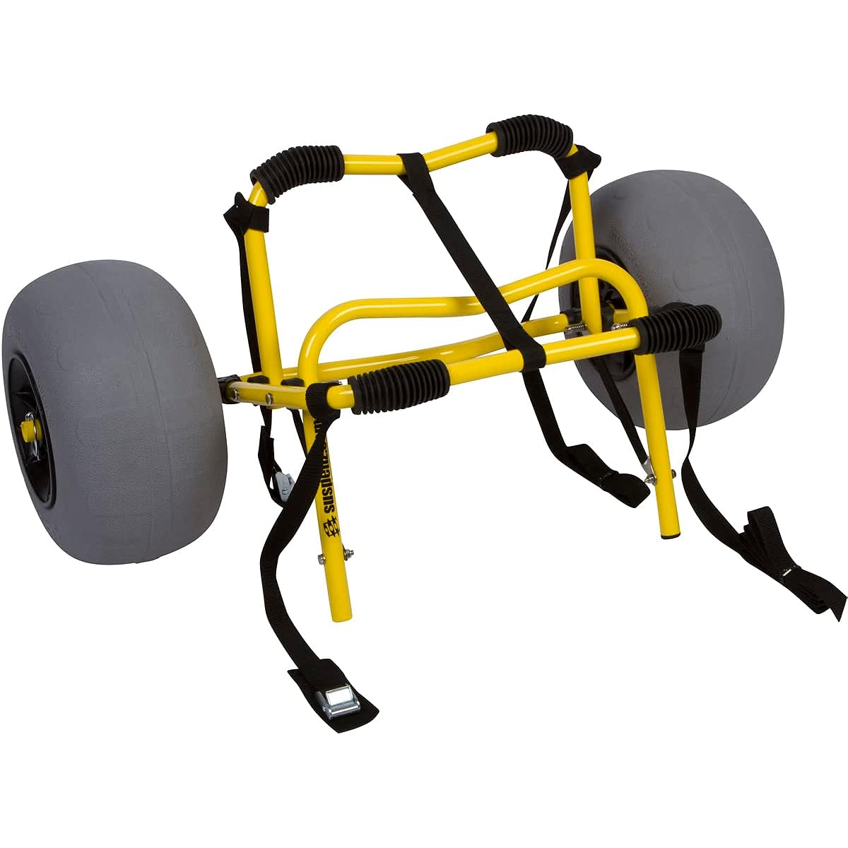 Suspenz Kayak Beach Cart Trailer DLX Canoe Trolley with Balloon Wheels Sand Tires and Straps Yellow Flat Platform 22-7044