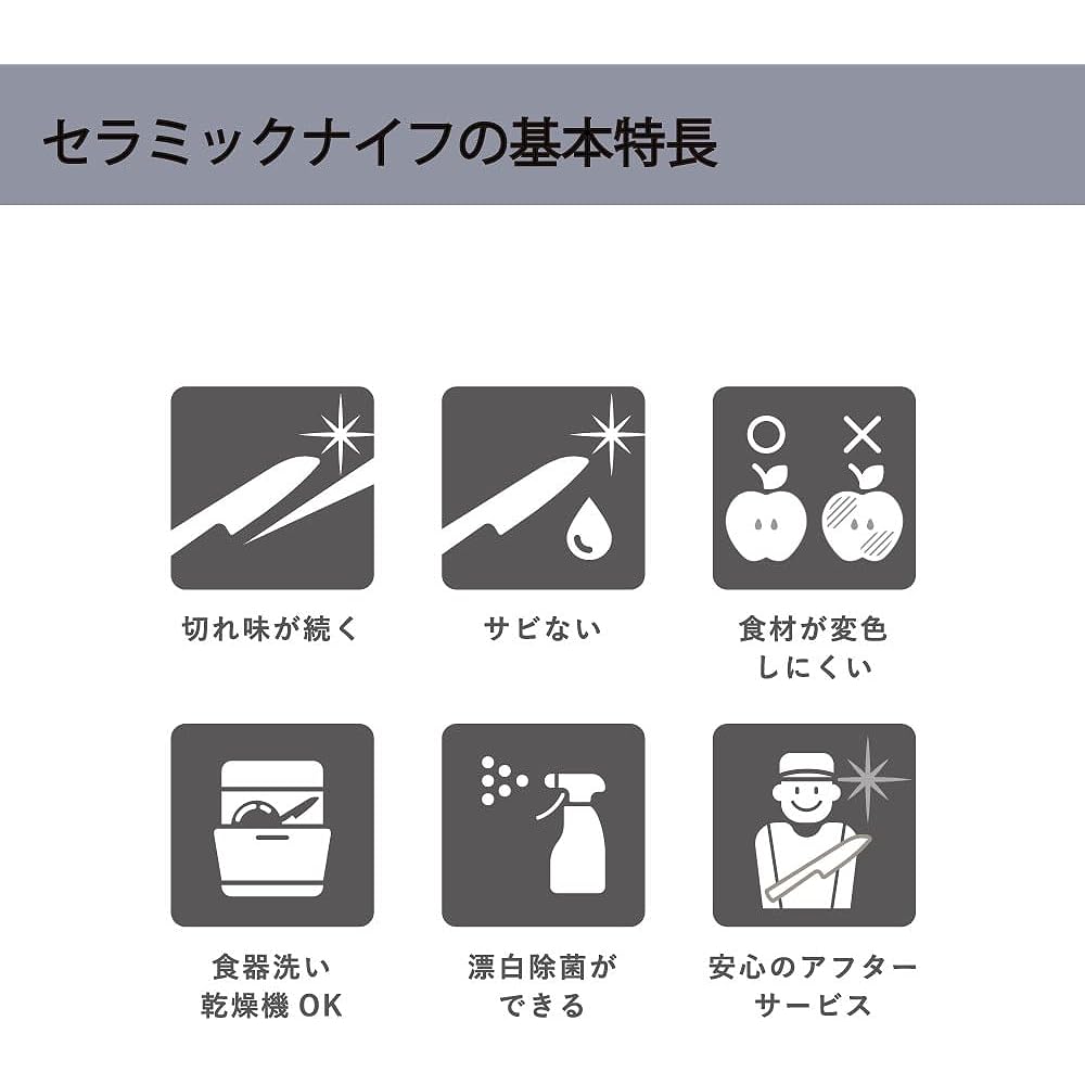 Kyocera Japanese Knife Fine Ceramic Chef's 180mm Dishwasher Safe Black FKR-180CX-FP