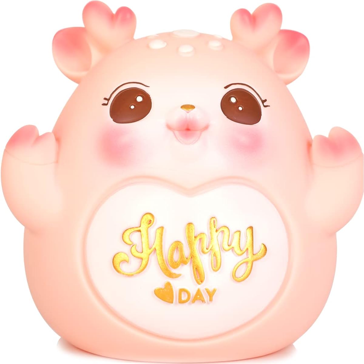 Hello Deer Piggy Bank H&W Cute Deer Piggy Bank for Kids Creative Shatterproof Piggy Bank Pink Medium Size