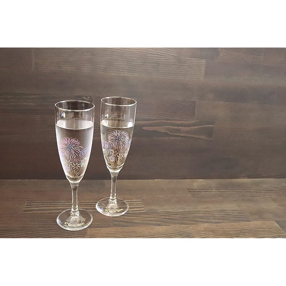 [Temperature in Design] Marumo Takagi Pottery Cool Fireworks Champagne Glass Pair Set Glass Stylish Changes with Temperature Fireworks Sparkling Sake Midyear Gift Gift Anniversary Present Liquor Cup Christmas