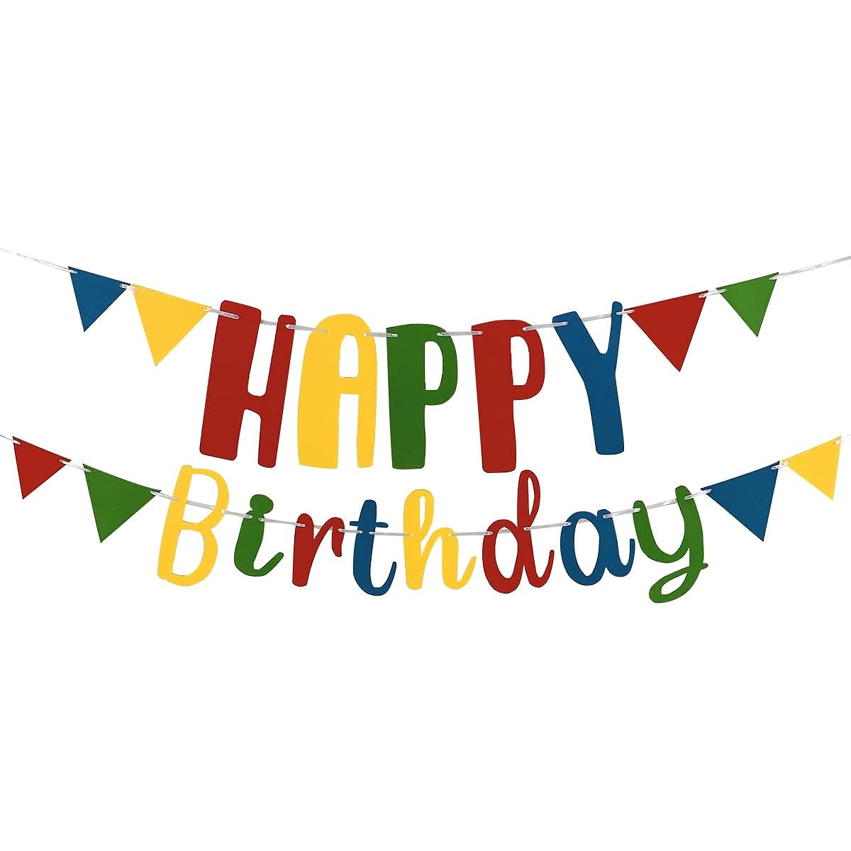 Happy Birthday Banner Pennant Happy Birthday Sign Reusable Felt Fabric Happy Birthday Garland Red Green Yellow Birthday Banner for Kids Women Men Birthday Party Decorations
