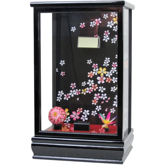 Various Hagoita cases (external dimensions shown) Doll case Glass case Door type Oshie Hagoita Tsumami Hagoita (No. 8, width 24cm, depth 19cm, height 40cm, black mulberry lacquer)