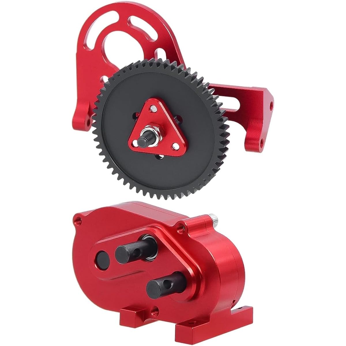 JOYSOG LCG Transmission Gearbox 30% Overdrive Gearbox for 1/10 SCX10 I II 90046 Capra TRX4 RC Crawler Car Upgrade Parts (Red)