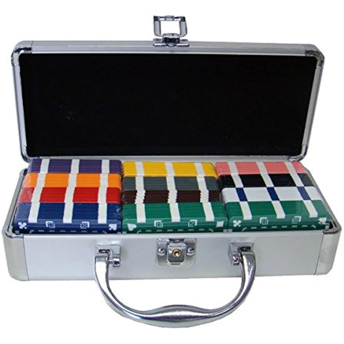 Deluxe 60 Count Poker Plaque Set with Aluminum Case with Bonus 2 Blind Button Set - Choose Color