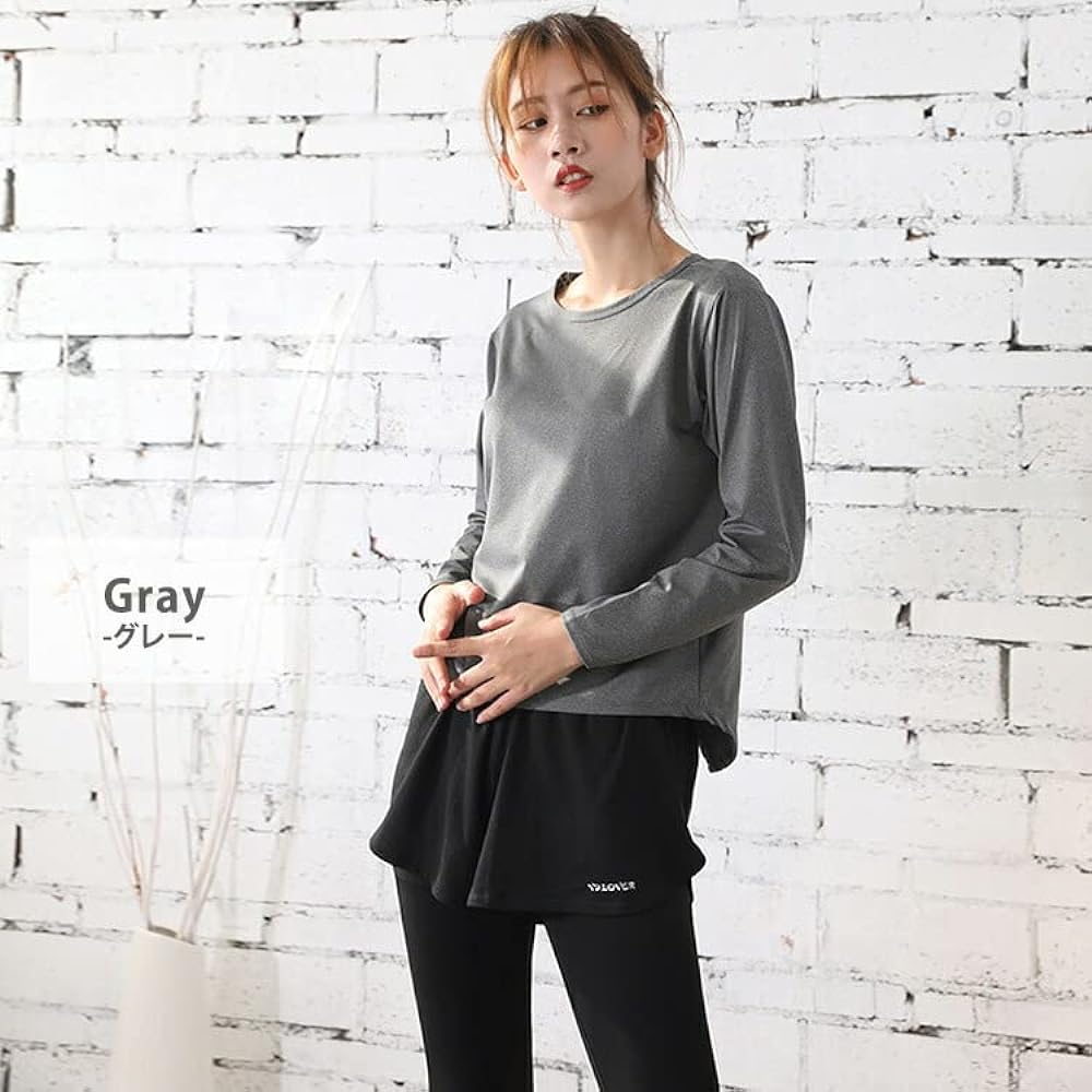 [DAYCLOSET] Women's Yoga Wear, Top and Bottom Set, Long Sleeve Tops, Leggings, Quick Drying, Stretchy, Thin yoga109