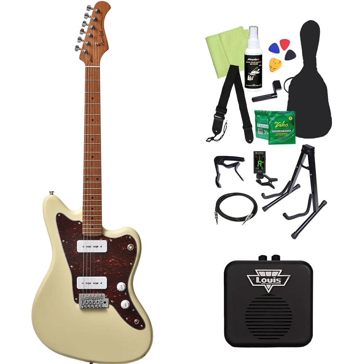 Bacchus BJM-1-RSM/M Electric Guitar Beginner 14-piece Set [With Mini Amplifier] OWH Roasted Maple Neck Bacchus