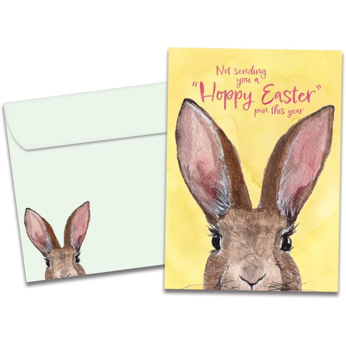 Tree-Free Greetings Easter Greeting Cards 2 Pack, Eco-Friendly, Made in the USA, 100% Recycled Paper, 5" x 7", Easy on the Ears, Happy (GT60435)