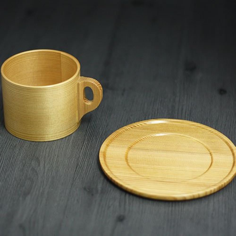 Coffee cup 2 pair pair set Curved cup Akita cedar Odate Kogeisha Made in Japan Magewappa