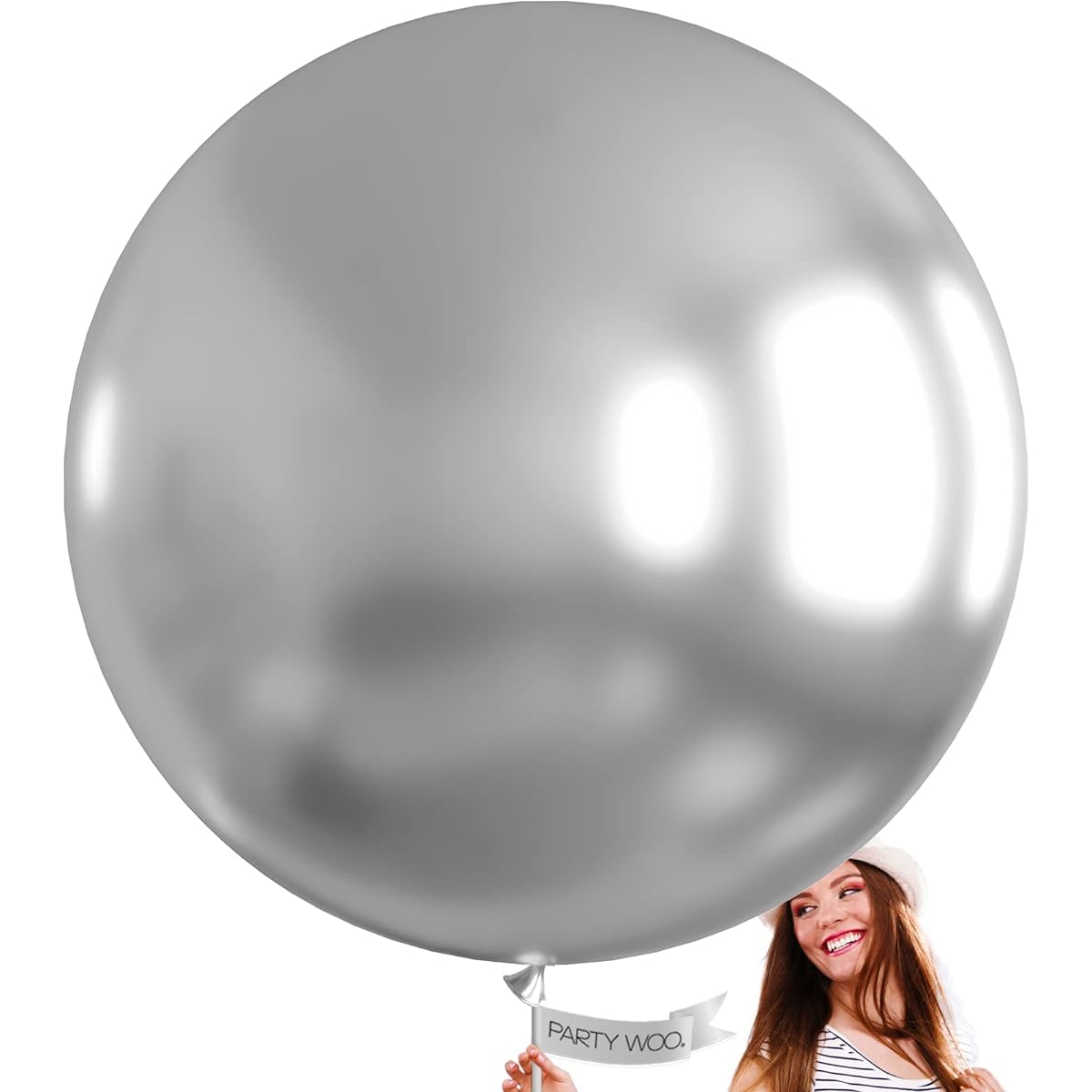 PartyWoo Silver Balloons 4pcs 36inch Large Metallic Silver Balloons Latex Balloons Party Decorations Birthday Decorations Wedding Decorations Baby Shower Decorations