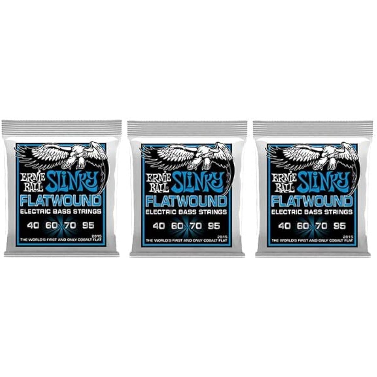 ERNIE BALL SLINKY FLATWOUND EXTRA 40-95 3-pack set of flatwound bass strings