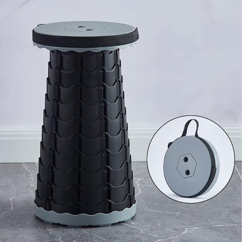 KMAKII Folding Chair, Lightweight, Compact, Load Capacity 180kg, Outdoor Camping Chair, 12 Level Height Adjustment, 6.5-45cm, Portable, Can Open and Close in 1 Second, Telescoping Stool, Waterproof, with Handle, Shoulder Bag, Portable, Fishing/Fests/Spor