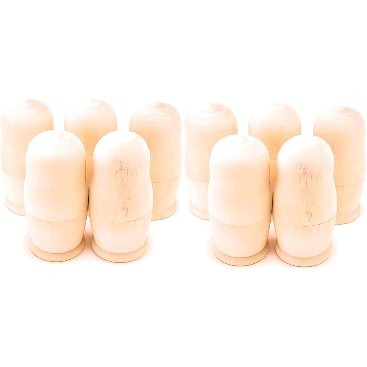 [Great Value 10-Piece Set] White Wood Matryoshka Dolls, Set of 5, 11cm [Made in Russia]