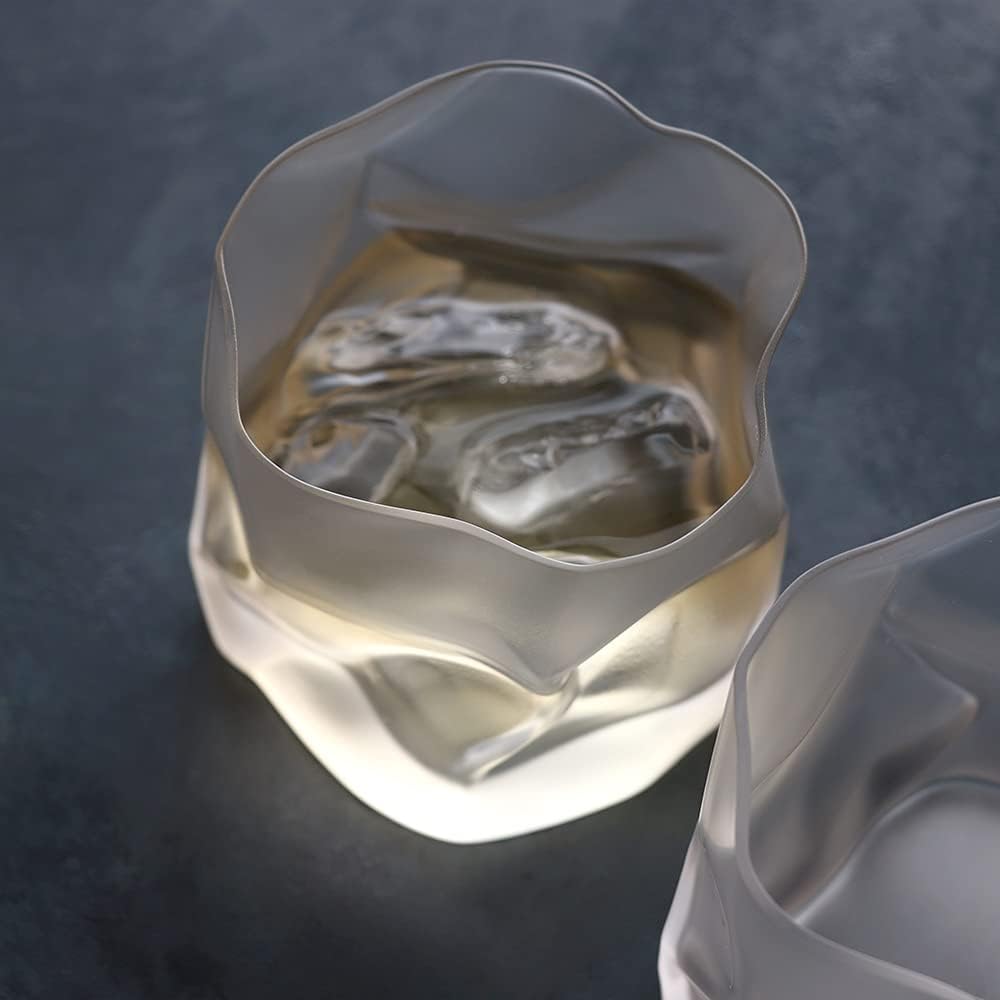 Rock Glass Kimura Glass Store x Designer Makoto Komatsu Collaboration Crumple Old Frost