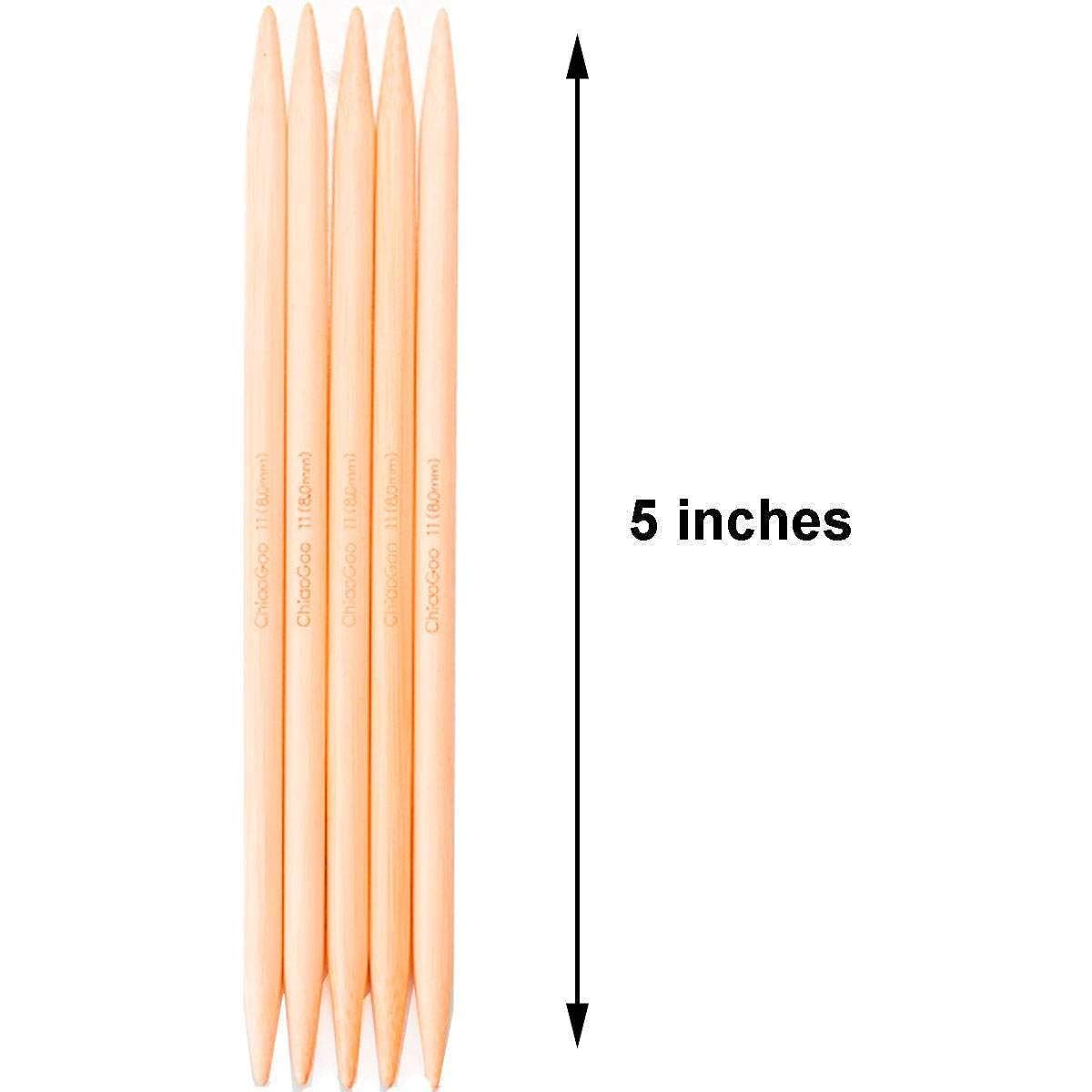 ChiaoGoo Knitting Needles Double Point 5 Inch (13cm) Bamboo Natural Bundle Art Shiga Craft Stitch Holder 1pc Size-US-9-(5.5mm) CG-AB-1015-9