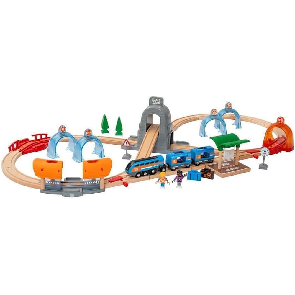 BRIO Smart Tech Sound DX Set [37 Pieces] Ages 3 and up (Electric Vehicle Train Toy Wooden Rail) 33972