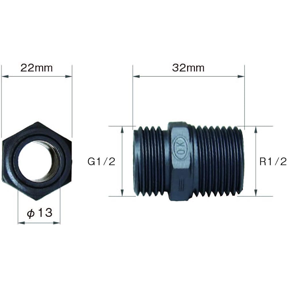 Ohmiya Resin Fitting Extra Flexible Nipple Thread Size 13 Length 32 Weight 9g 100 Pieces FN-42