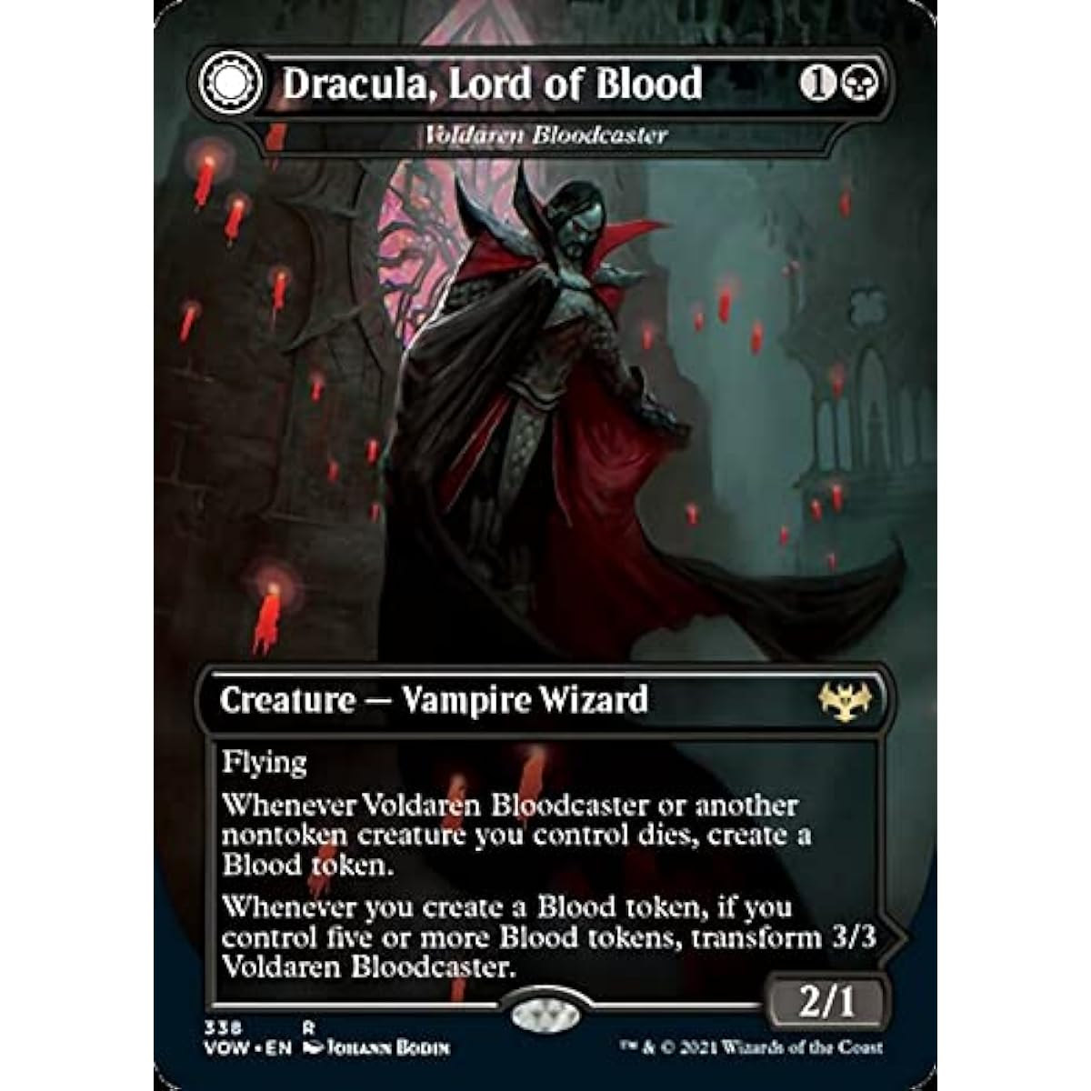 Magic: The Gathering - Dracula, Lord of Blood // Dracula, Lord of Bats (Voldaren Bloodcaster // Bloodbat Summoner) (338) - Borderless - Innistrad: Crimson Vow - Dracula Series