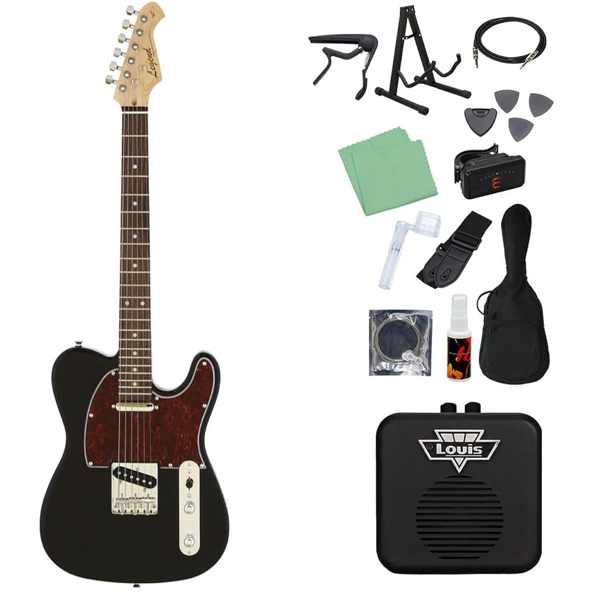 LEGEND LTE-Z Electric Guitar Beginner 14-piece Set [With Mini Amplifier] TT-BK Telecaster Type Legend