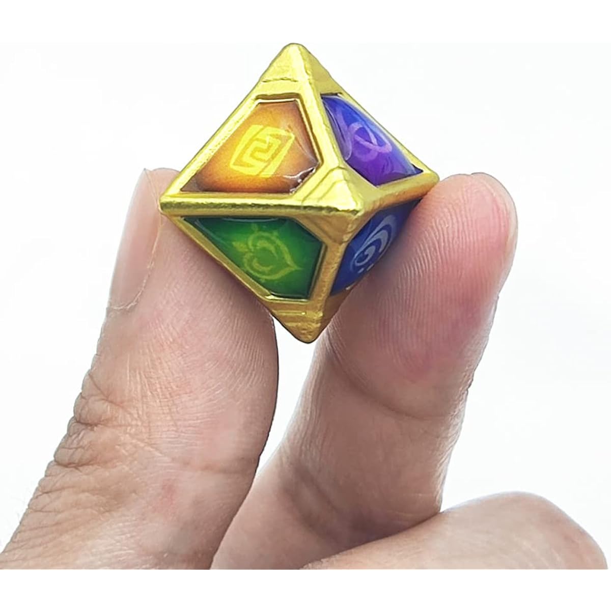 Genius Invokation TCG Dice Set Handmade Diamond Solid Polyhedral Dice Set of 2, 7 Elemental Dies and 1 Omni Element for Genshin Impact Card Game