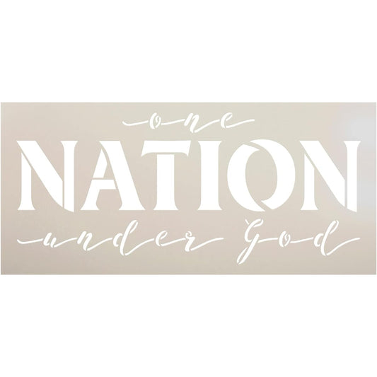 One Nation Under God Stencil by StudioR12 | Craft DIY Patriotic Home Decor | 4th of July Painted Wood Sign | Reusable Mylar Template | Size Choice (5.5" x 12")
