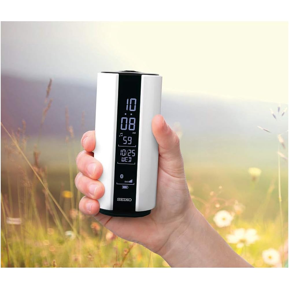 Seiko Clock Alarm Clock Multi-Sound Clock Waterproof Digital White Height 15.1 x Width 6.6 x Depth 6cm SS201W