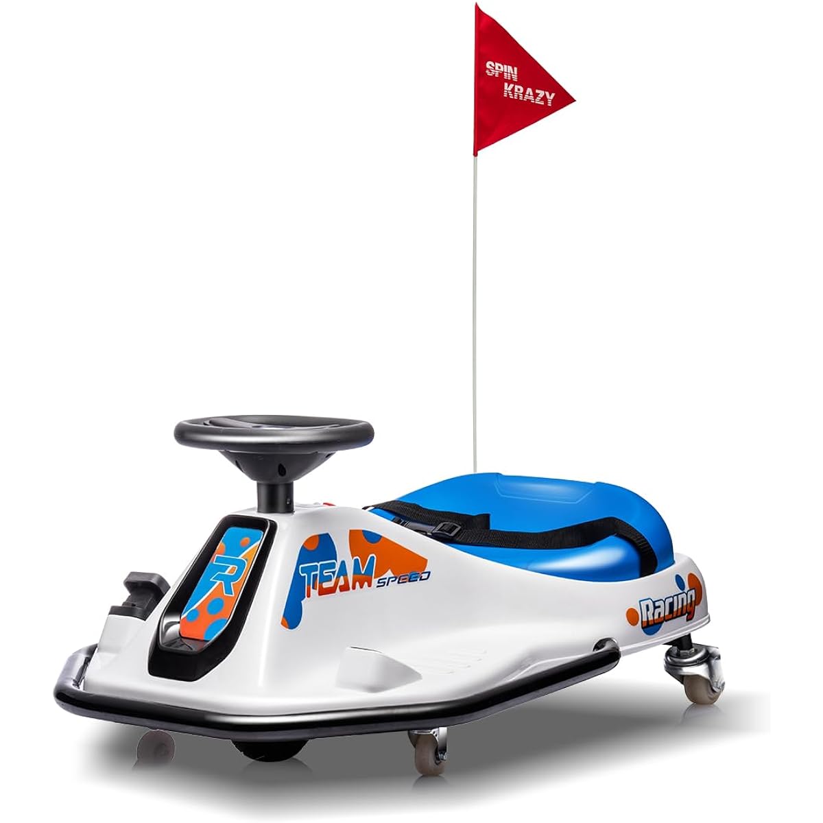 IQGABC 24V Electric Drift Go Kart Variable Speed Drift Kart Up to 12 mph, Drift Bar & Crazy Shift - High/Low Speed Switch, Brushless Motor, Low Noise for Kids Ages 3-12 (Blue)