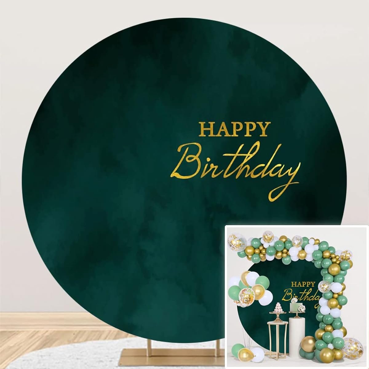 Canessioa 3x3ft Green Leaves Circle Backdrop Cover Nature Spring Green Leaves Wall Round Photography Background Polyester Baby Shower Bridal Shower Wedding Birthday Party Supplies Props Cake Table Banner