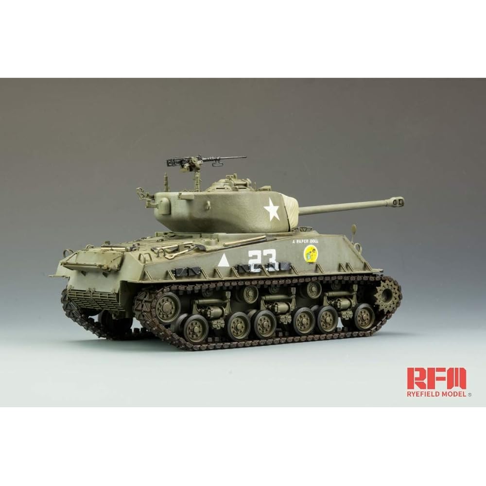 Ryfield Model 1/35 US Army M4A3E8 Sherman Medium Tank Easy Eight w/Movable Track Plastic Model RFM5028