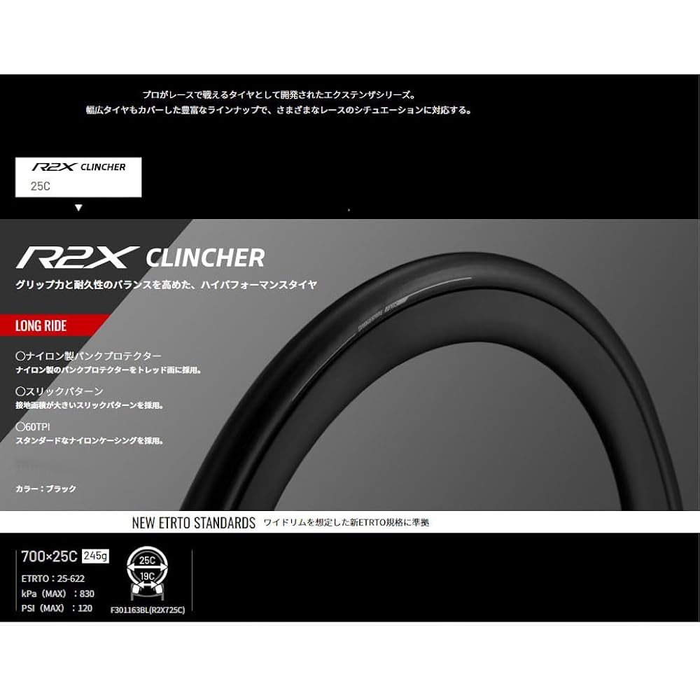 Bridgestone Anchor Extenza R2X 700×25C(R2X725C) Black Foldable Set of 2