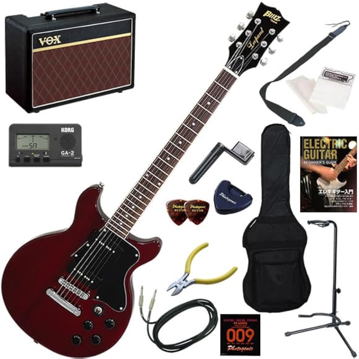 Blitz Electric Guitar Beginner's 14-piece Set Including VOX Pathfinder10 BLP-SPL/WC/WR (Wine Red)