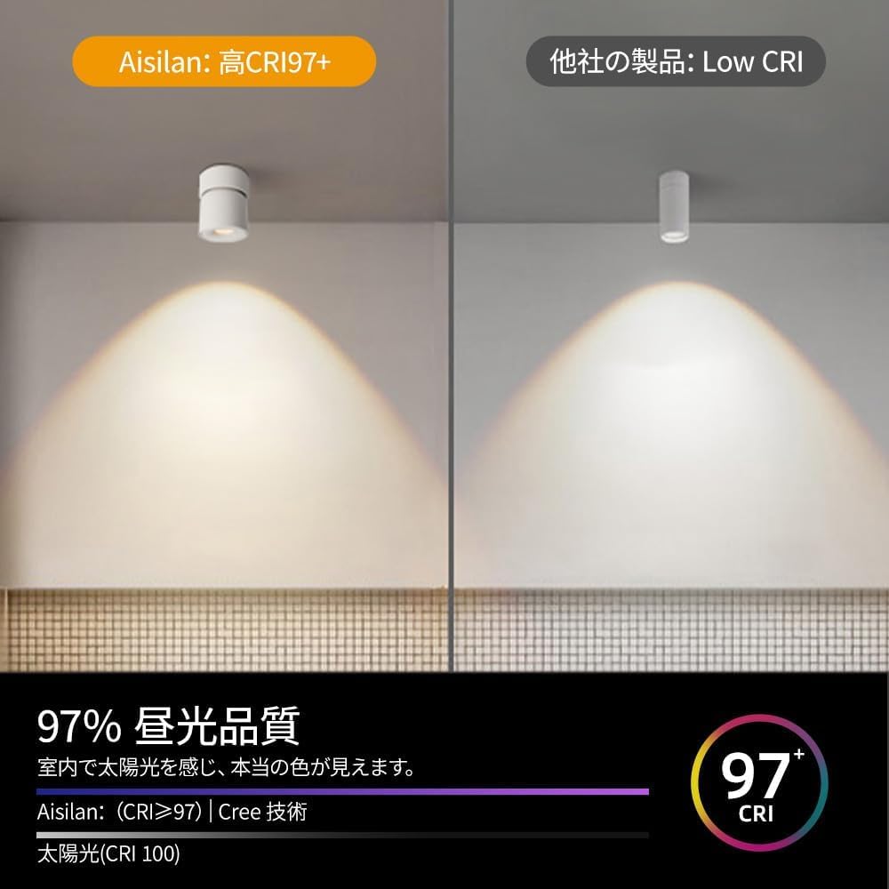 Aisilan Spotlight LED Integrated Lighting Fixture 360° Rotation Dimmable 9W 3000K COB CRI≥97 Aluminum For Living Room Bedroom/Performance Lighting/Commercial Facilities/Store Product Display White