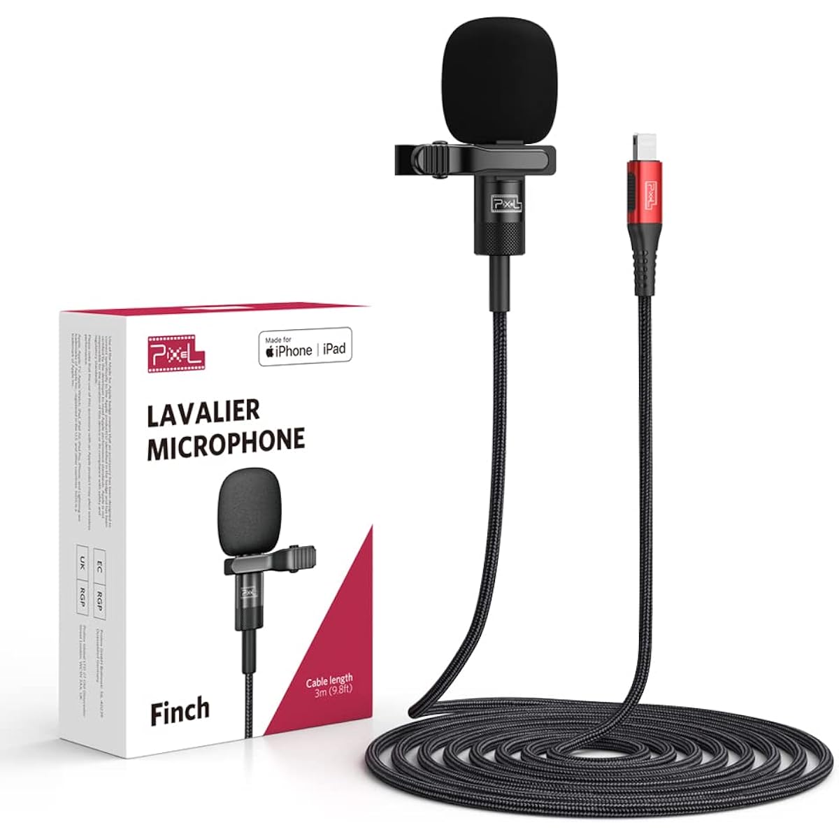 PIXEL Lavalier Microphone Compatible with iOS (1.5m)