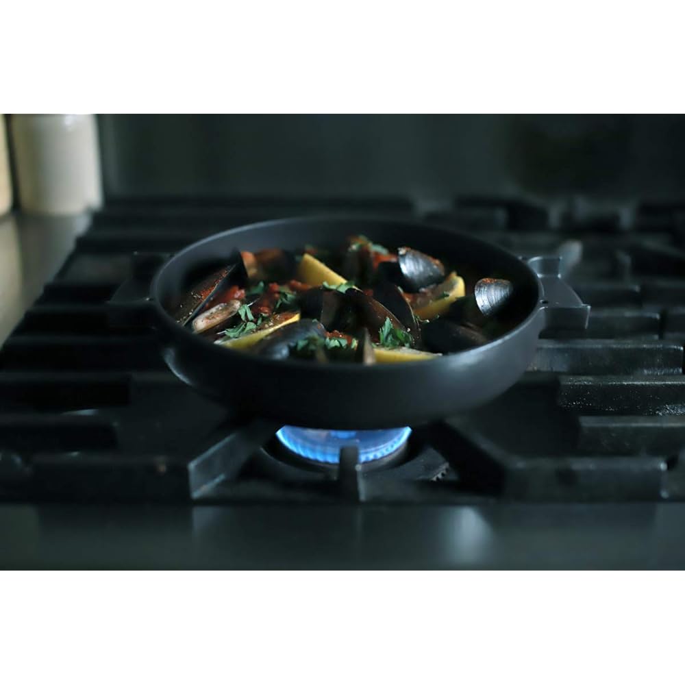 Ovject Camping Outdoor Made in Japan Double Handed Pot Enamel Cast Shallow 23cm 1.6L Dutch Oven Wood Stove Cooking Compatible with IH Brown O-THP-23BR