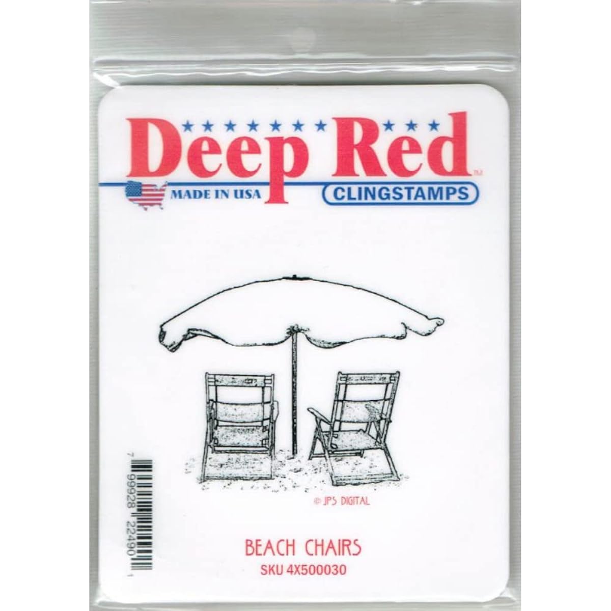 Deep Red Stamps Beach Chairs Rubber Stamp
