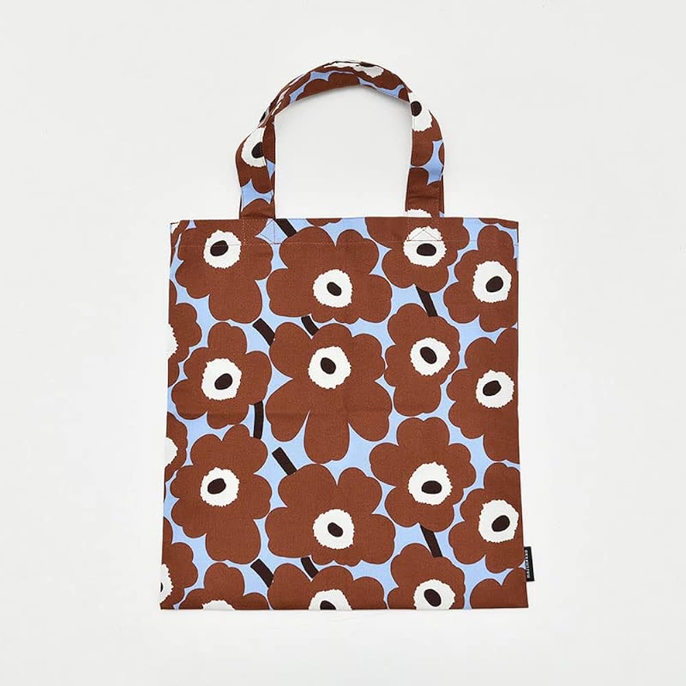 [Marimekko] Tote Bag Mini Unikko Small Fabric Bag 33 x 32cm Japan Limited Light Blue x Brown (85) Mini Unikko Women's