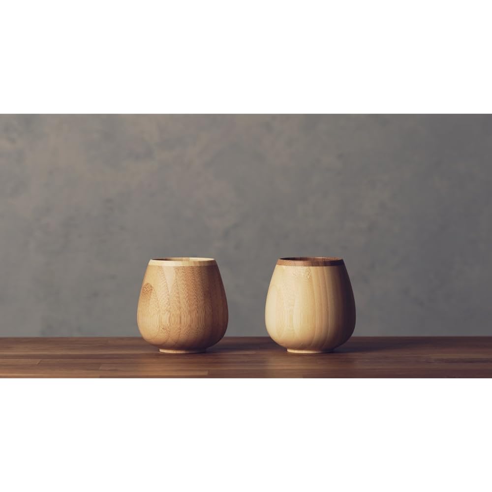 RIVERET Vessel Glass Locking 240ml Pair Set Bamboo Dishwasher Safe White/Brown RV-116WB