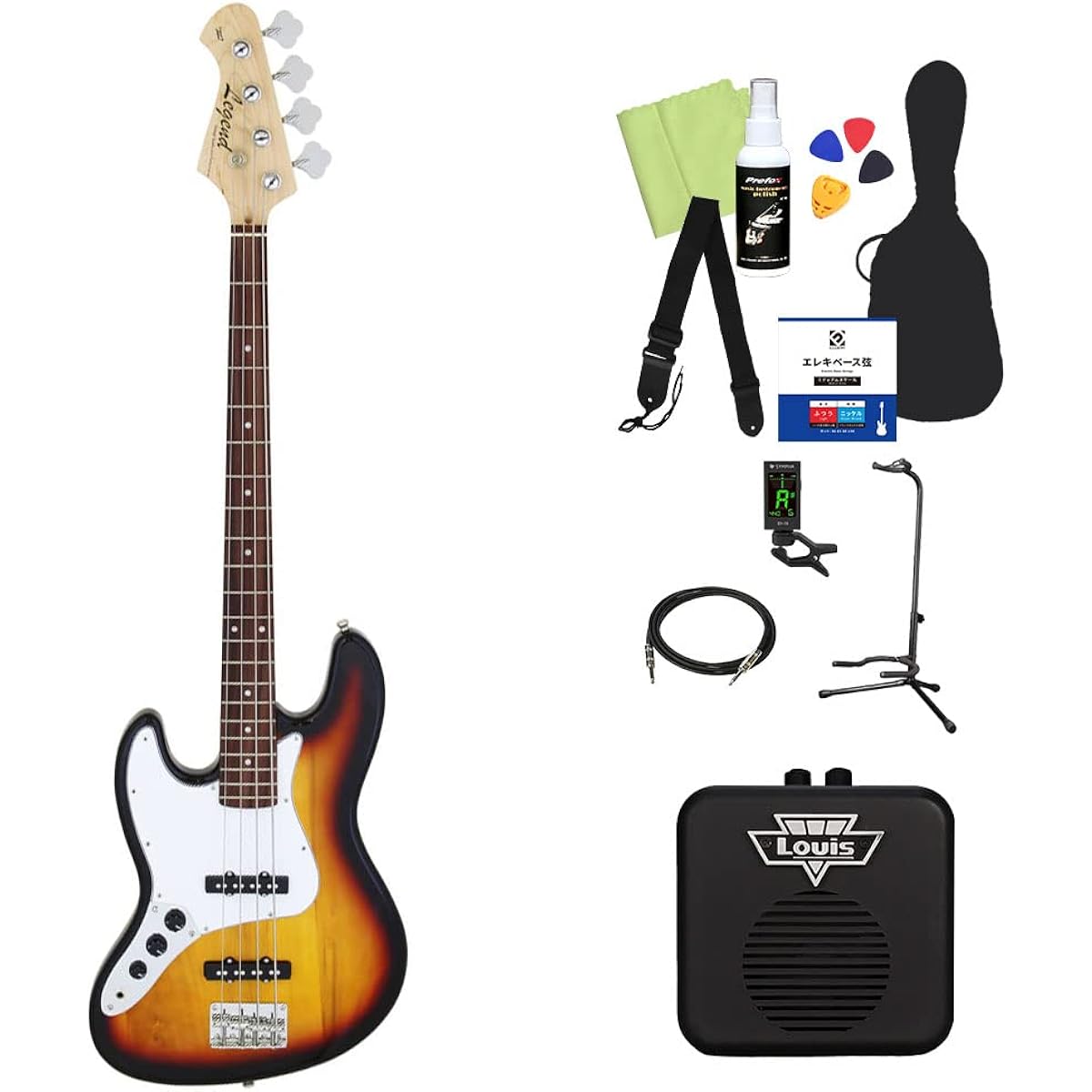 LEGEND LJB-Z L/H Bass Beginner 12-piece Set [With Mini Amp] 3TS Lefty Left-Handed Legend