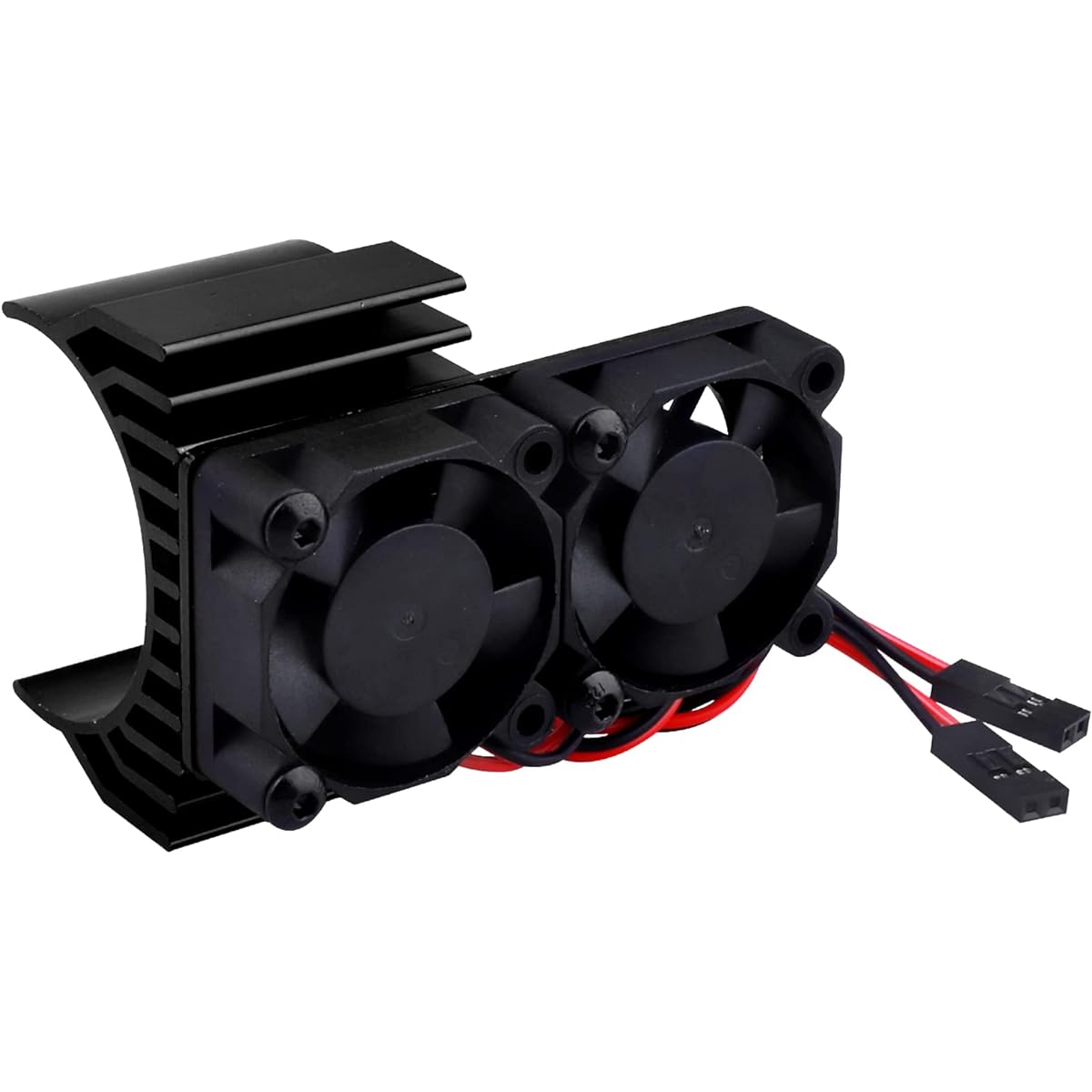 HobbyPark Aluminum 540 Motor Heatsink with Cooling Twin Fans for 550 3650 Size Brushless Engine Motor for 1/10 RC Car Truck Buggy Crawler (Black)