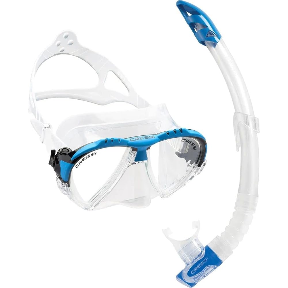CRESSI Scuba Snorkeling Mask & Snorkel Set [MATRIX & GAMMA] Inverted Teardrop Lens Mask & Compact Snorkel with Dryad [Genuine Product]