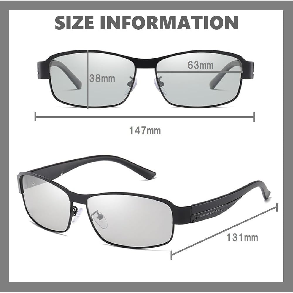 [REONAS] Polarized + Dimmable Sunglasses, Men's, Driving Sunglasses, Driving, Fishing, Outdoors, Case Included, Microfiber Cloth Included