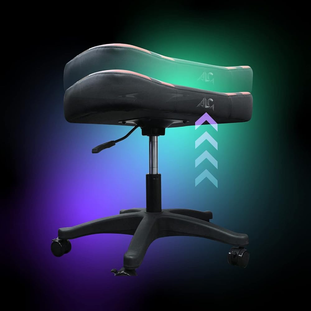 Alone Gaming Ottoman, Blue & Black, 53 x 43 x 50 cm, e-sports, Casters with Stopper, Height Adjustable Elevating Type, Can also be used as a chair ALGA-GMOBAK