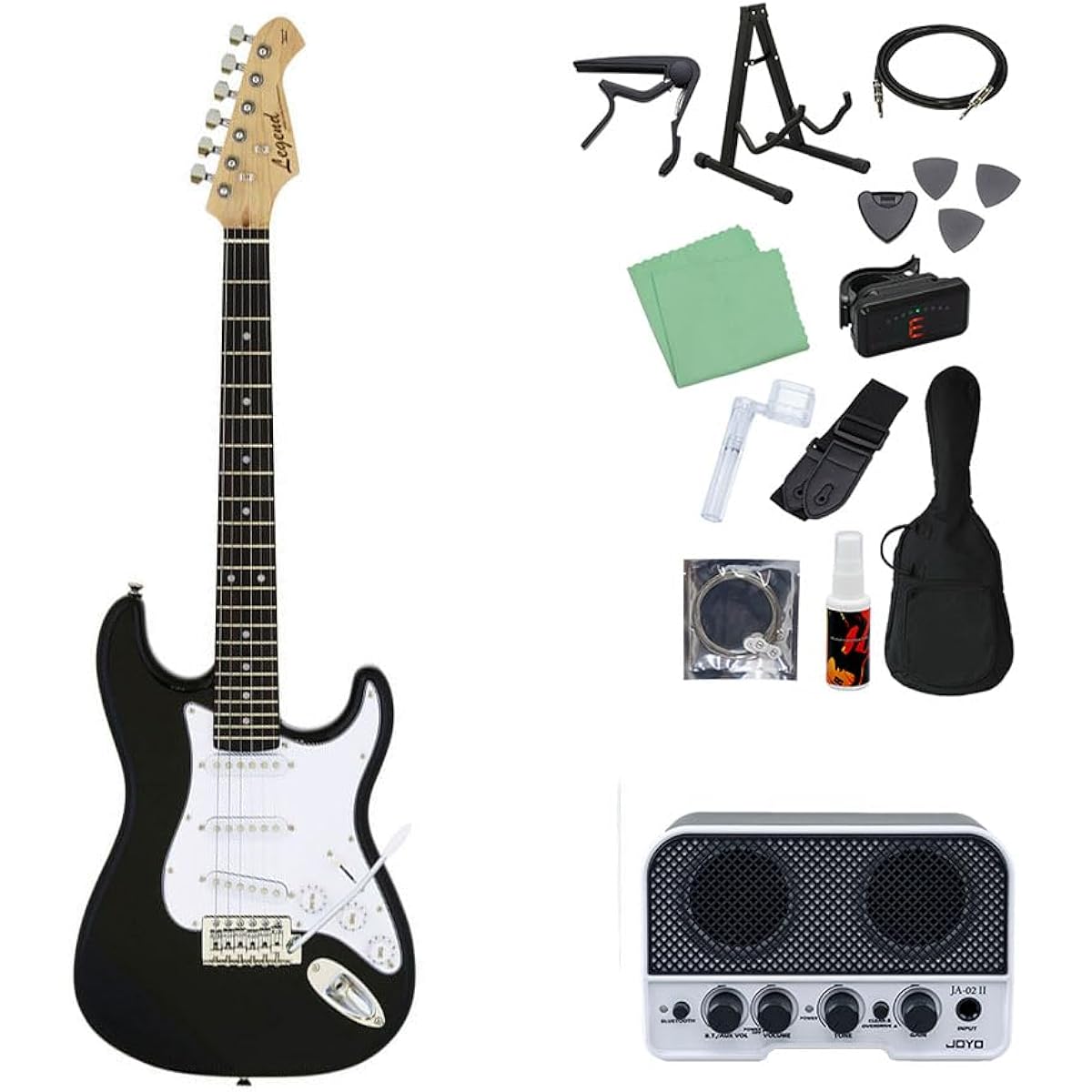 LEGEND LST-MINI 14-piece electric guitar beginner set [with Bluetooth mini amp] BK Stratocaster type mini guitar Legend
