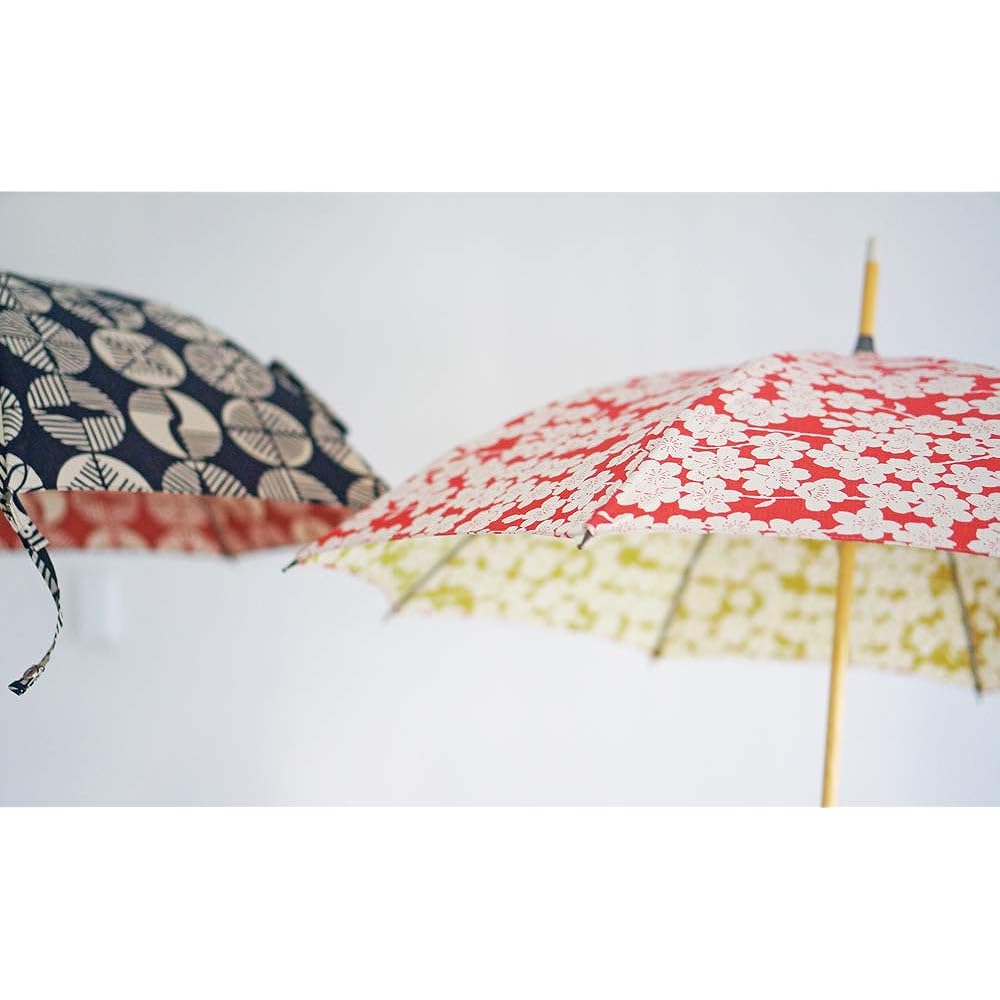 Made in Japan, Isago pattern, long umbrella, 50cm, ladies, for both sun and rain, hand opening, umbrella bag included, wrapping cloth, Japanese pattern, UV protection, Komiya Shoten