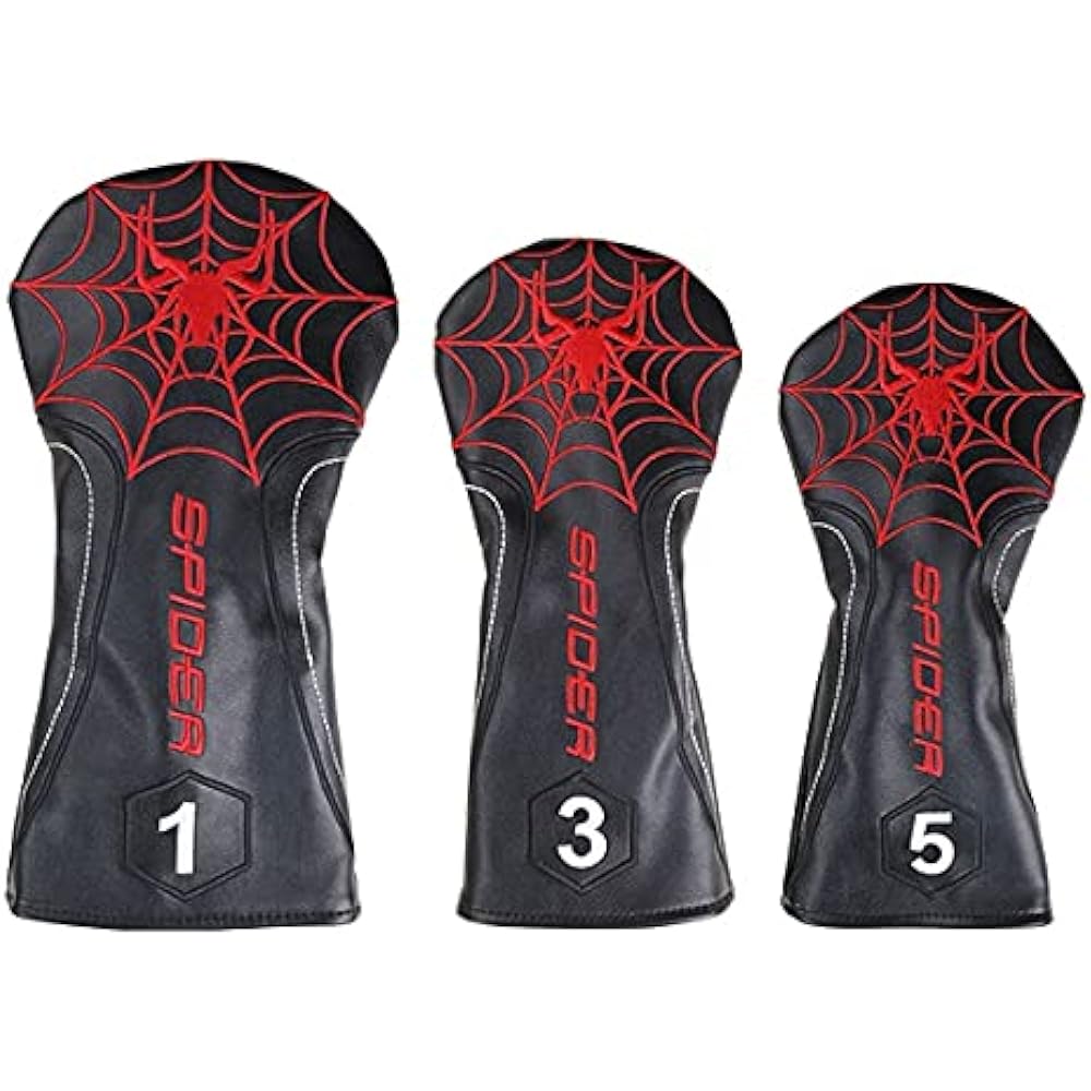 Golf Head Cover Driver Cover Wood Cover Utility UT Cover Numbered 3 Piece Set Spider 4 Colors
