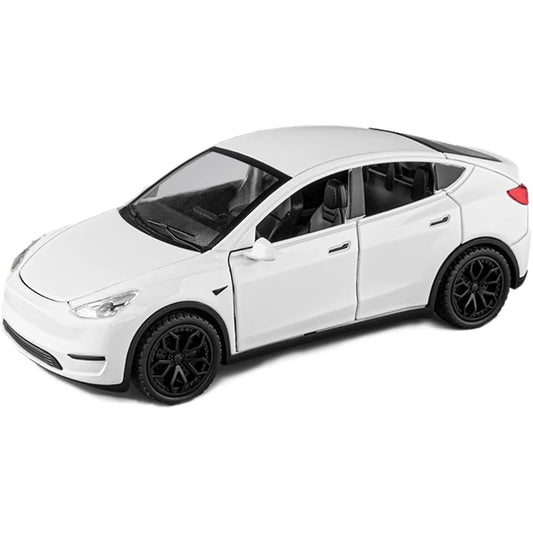 1/32 Scale Diecast Car Model for Tesla Model Y, Zinc Alloy Model Y Toy Car Pull Back Vehicle with Sound and Lights, Model Y Car Replica Toy for Collectors & Kids Ages 3+, Birthday Gift