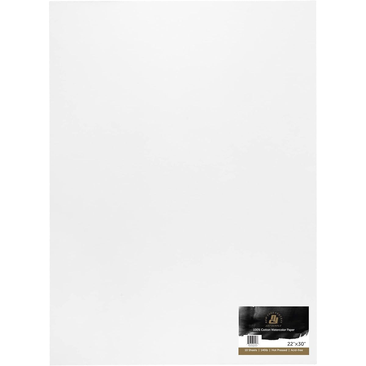 New York Central Watercolor Paper Sheets 22x30 Inch 140lb Hot Press 10 Pack - Professional Grade Acid Free Archival - For Wet & Dry Media