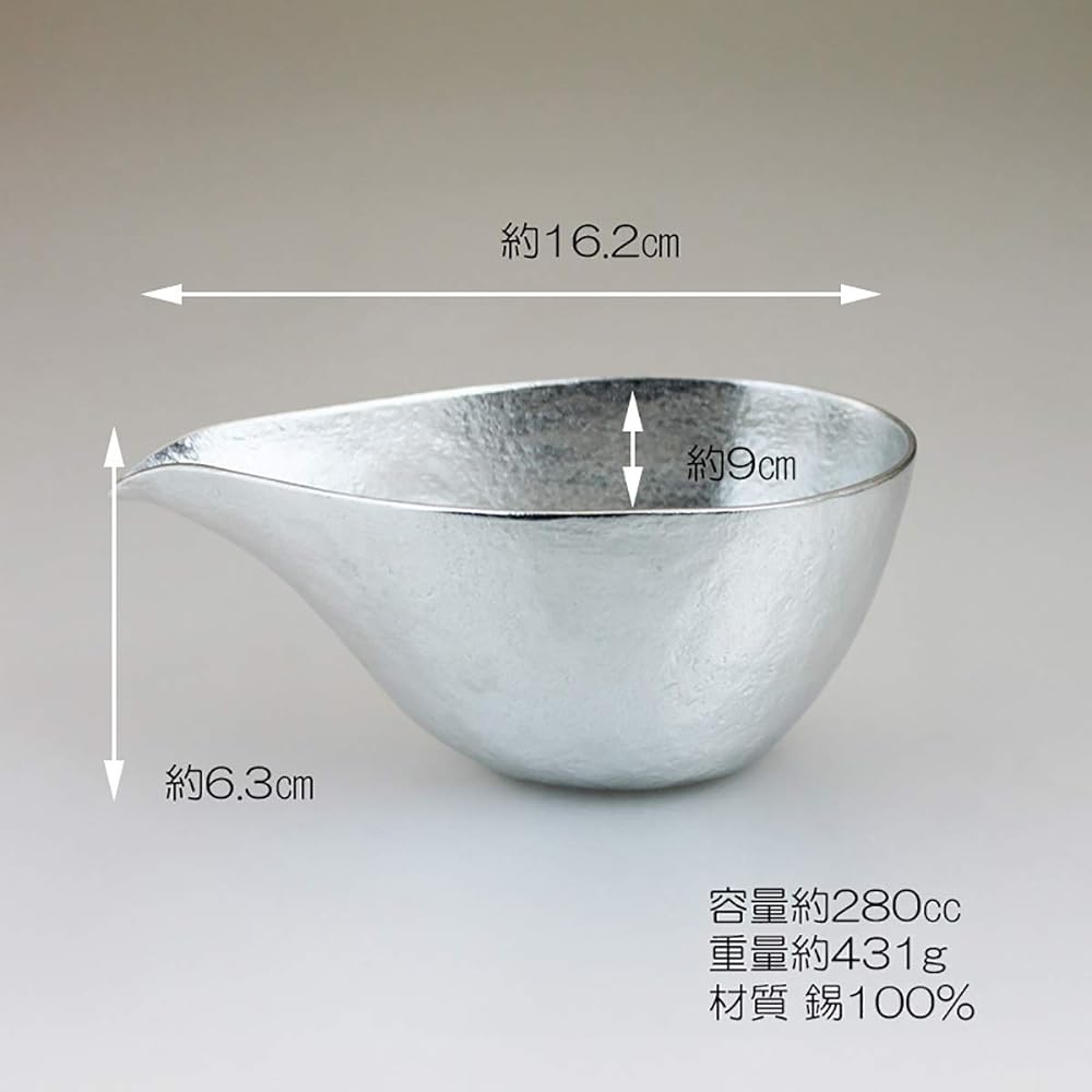 Nousaku Katakuchi - Large Made in Japan H6.3cm W16.2cm D9.0cm Approx. 280cc Case 100% Tin 501210/Container Sake Set